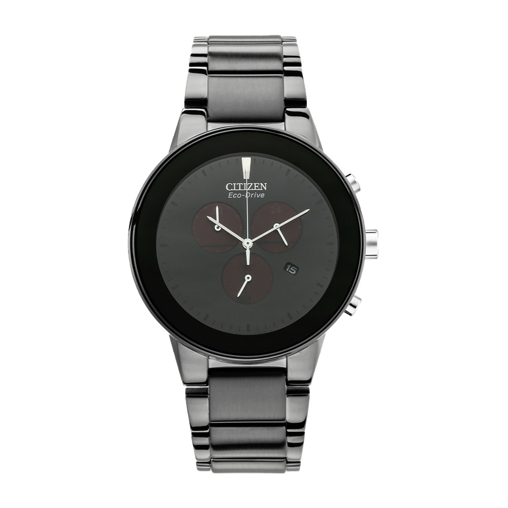 CITIZEN ECO-DRIVE GENTS WATCH BLACK DIAL - AT2245-57E