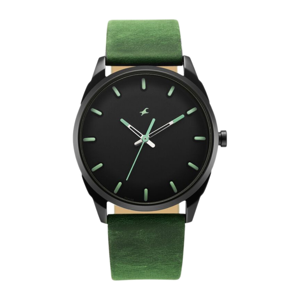Fastrack After Dark Black Dial Leather Strap Watch for Guys NR3273NL01