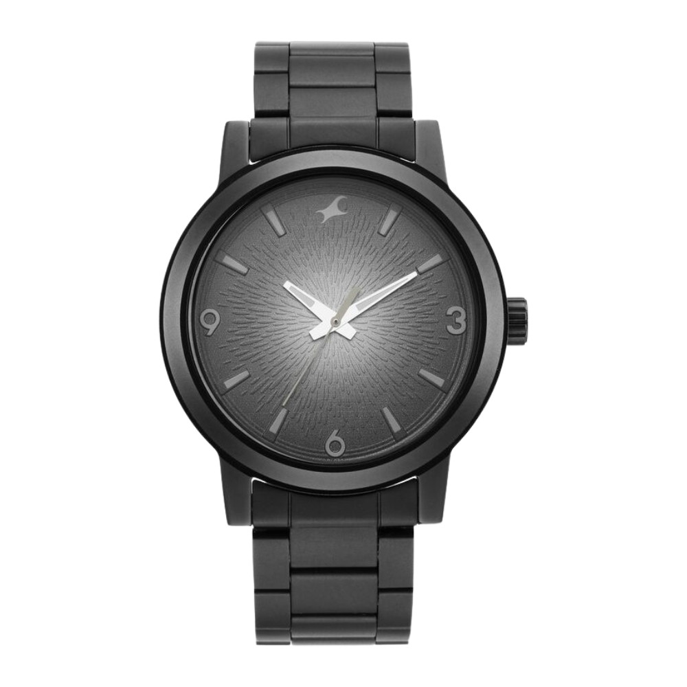 Fastrack Stunners Quartz Analog Black Dial Metal Strap Watch for Guys 3245NM02