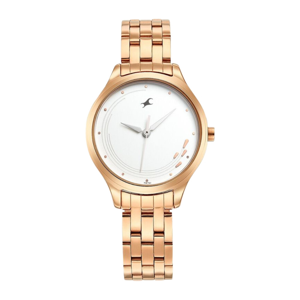 Fastrack Stunners Quartz Analog White Dial Stainless Steel Strap Watch for Girls NR6248WM02